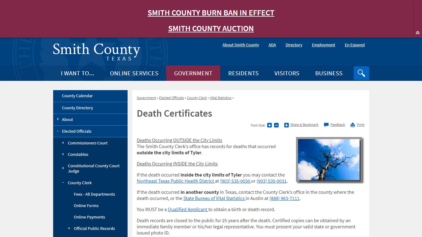 Death Certificates | Smith County, TX