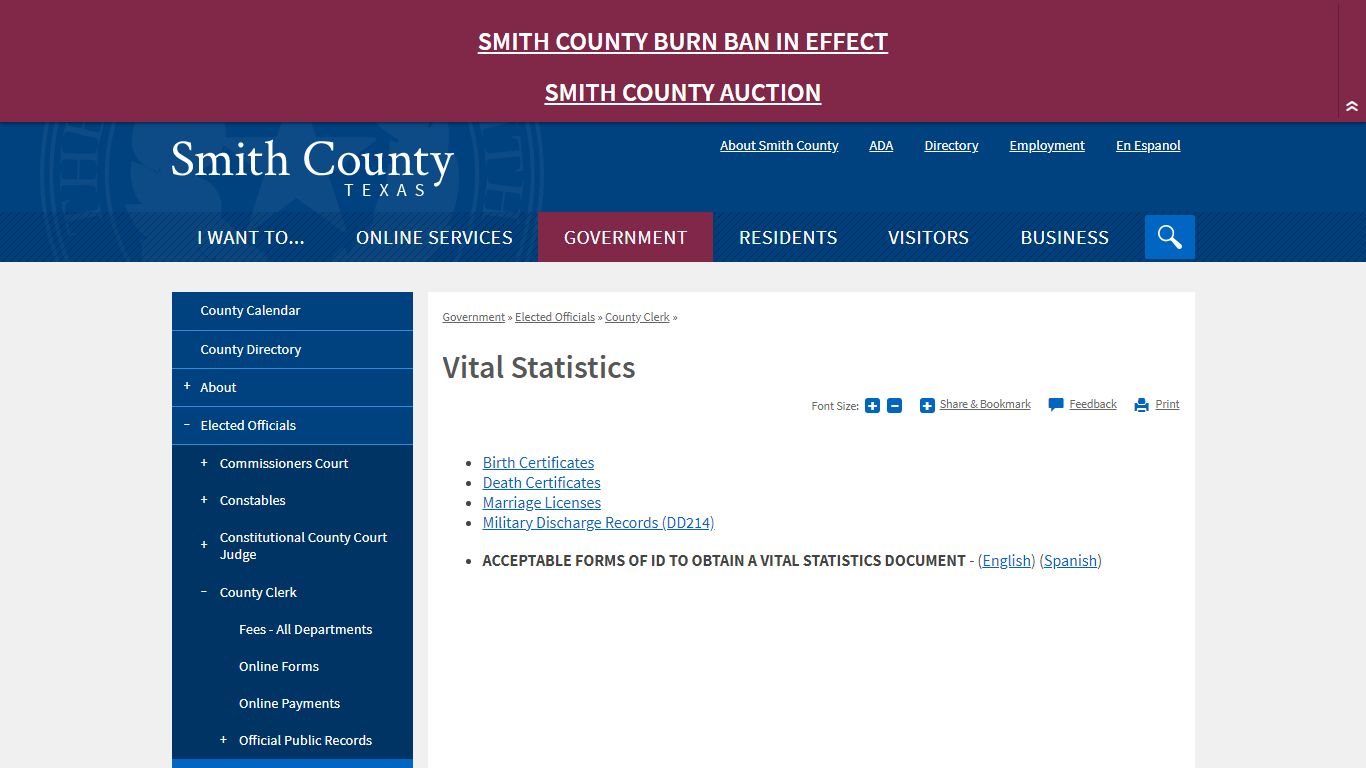 Vital Statistics | Smith County, TX